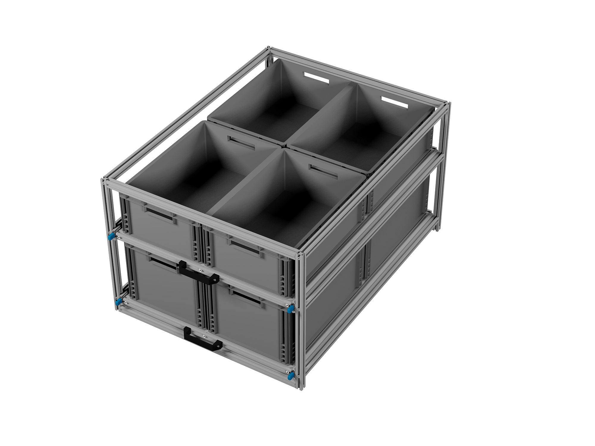 Heckauszug 800 x 1200 mm Euroboxen für Camper, Caravan, Wohnmobil & Nutzfahrzeuge, 220 kg Tragkraft, Typ 35, mit Euroboxen, Bestückung 1