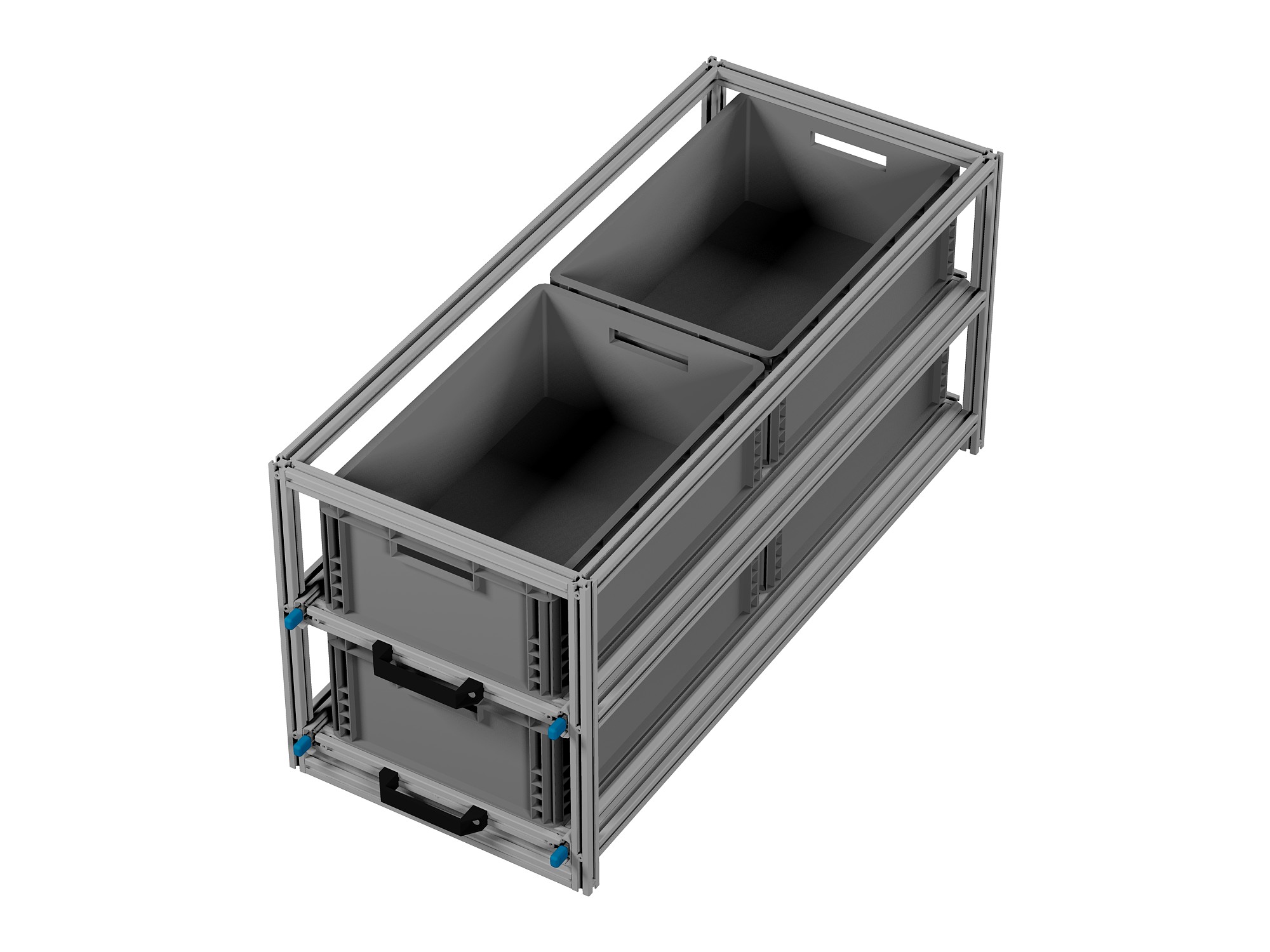 Heckauszug Euroboxen für Camper, Caravan, Wohnmobil & Nutzfahrzeuge, 70 kg Tragkraft, Typ 1, mit Euroboxen, Bestückung 1