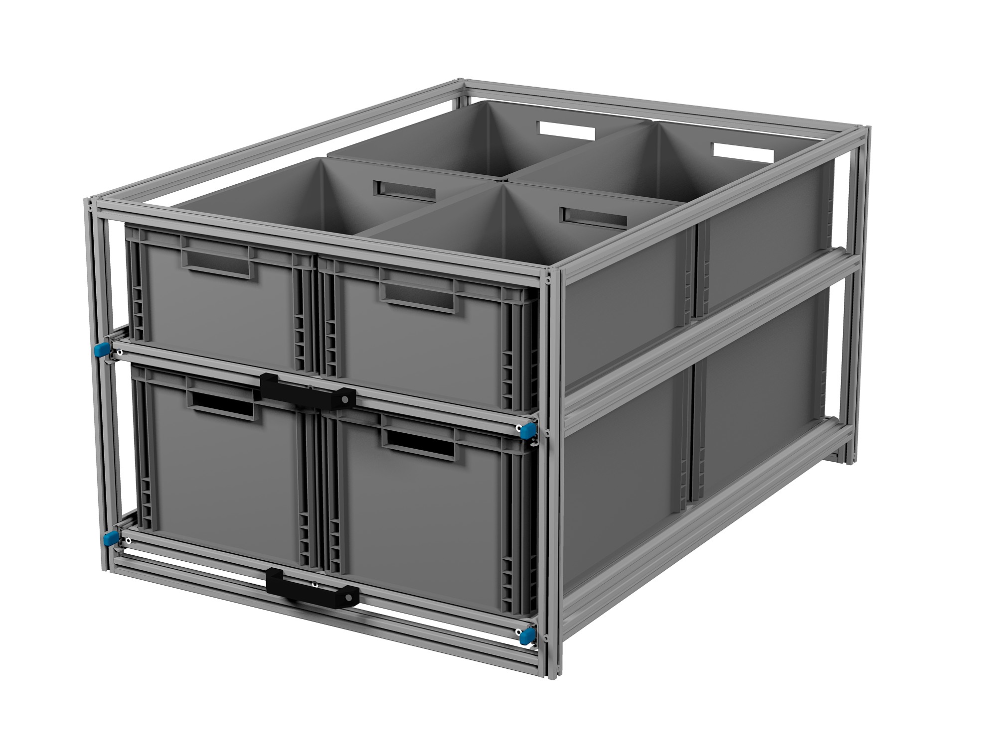 Heckauszug 800 x 1200 mm Euroboxen für Camper, Caravan, Wohnmobil & Nutzfahrzeuge, 220 kg Tragkraft, Typ 35, mit Euroboxen, Bestückung 1