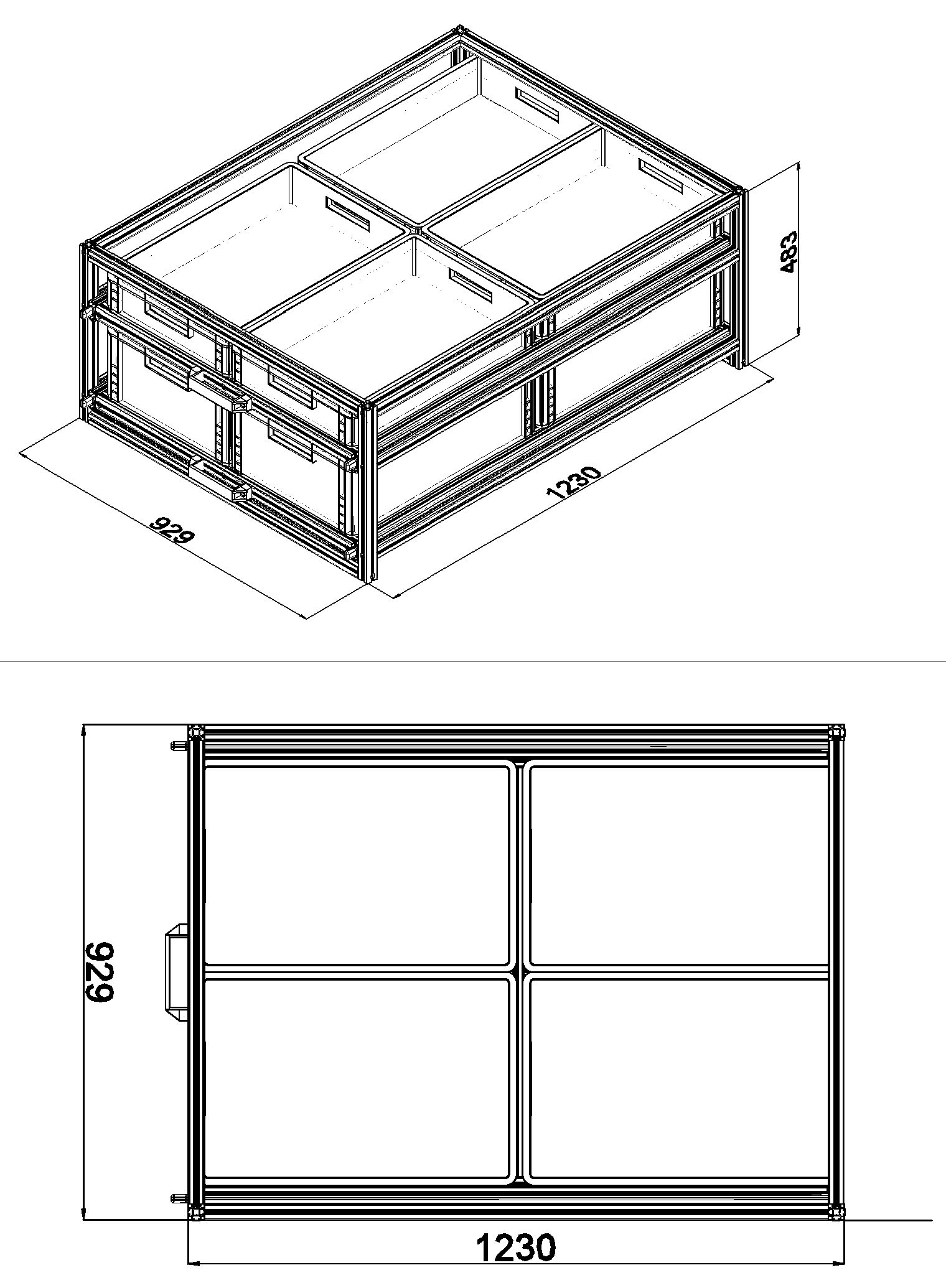 Heckauszug 800 x 1200 mm Euroboxen für Camper, Caravan, Wohnmobil & Nutzfahrzeuge, 220 kg Tragkraft, Typ 33, ohne Euroboxen