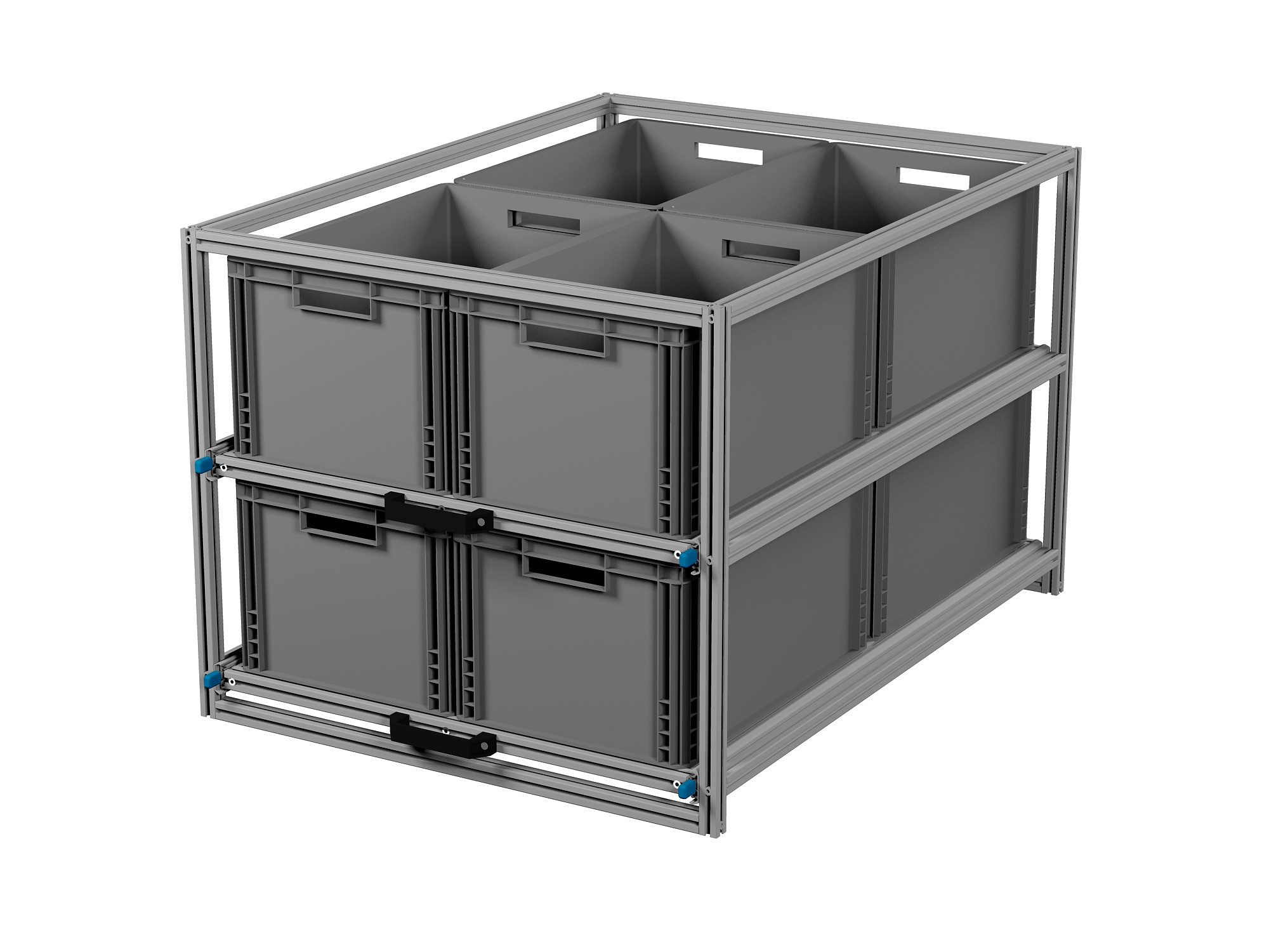 Heckauszug 800 x 1200 mm Euroboxen für Camper, Caravan, Wohnmobil & Nutzfahrzeuge, 220 kg Tragkraft, Typ 36, mit Euroboxen, Bestückung 1