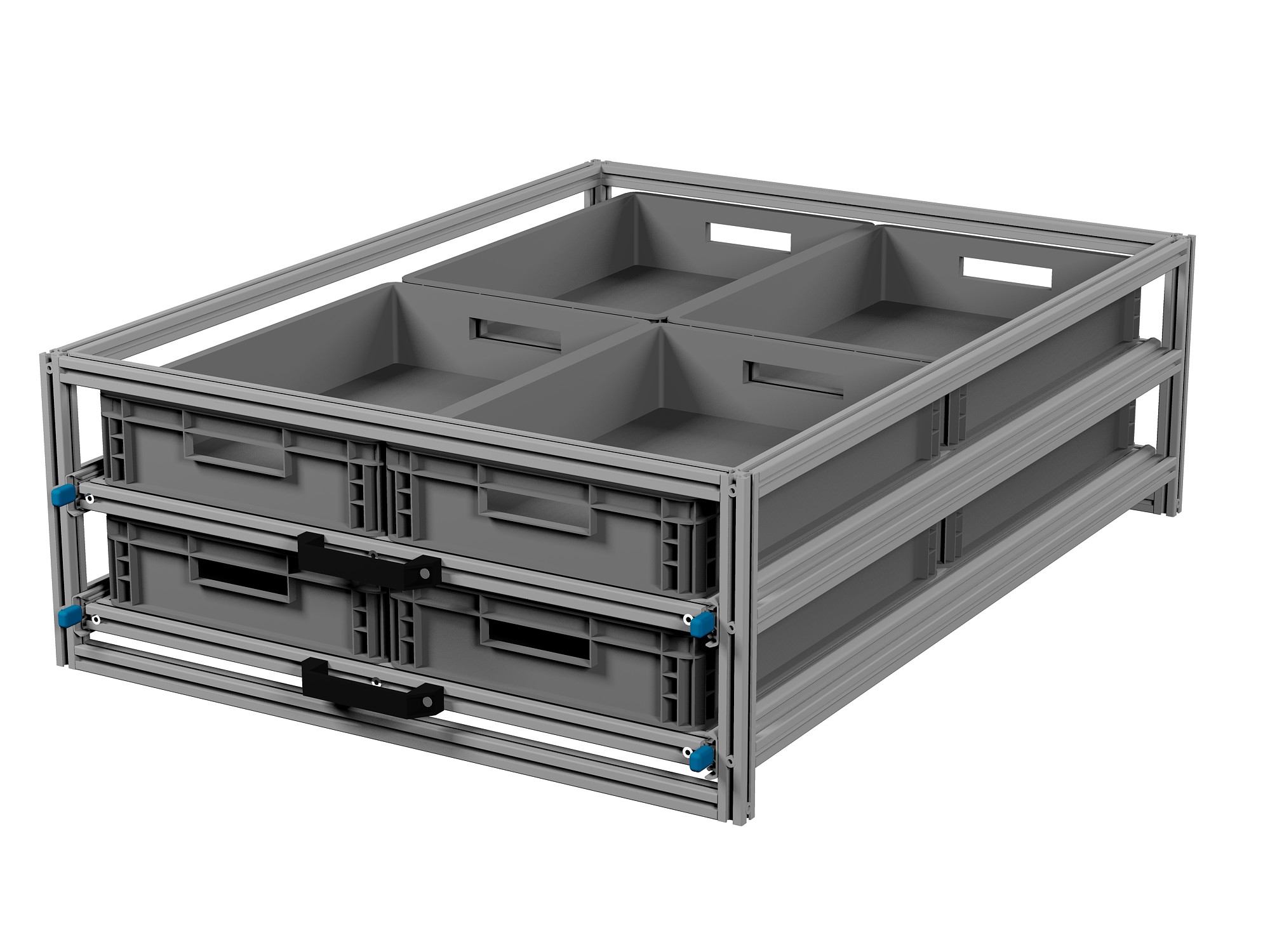 Heckauszug 800 x 1200 mm Euroboxen, 1-teilig, 2-stockig, für Camper, Caravan, Wohnmobil & Nutzfahrzeuge
