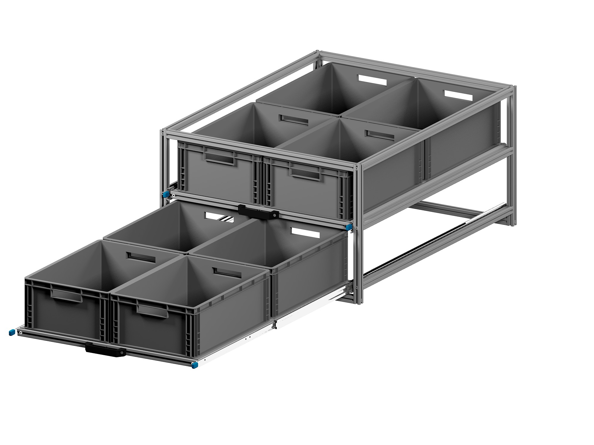 Heckauszug 800 x 1200 mm Euroboxen für Camper, Caravan, Wohnmobil & Nutzfahrzeuge, 220 kg Tragkraft, Typ 31, mit Euroboxen, Bestückung 1