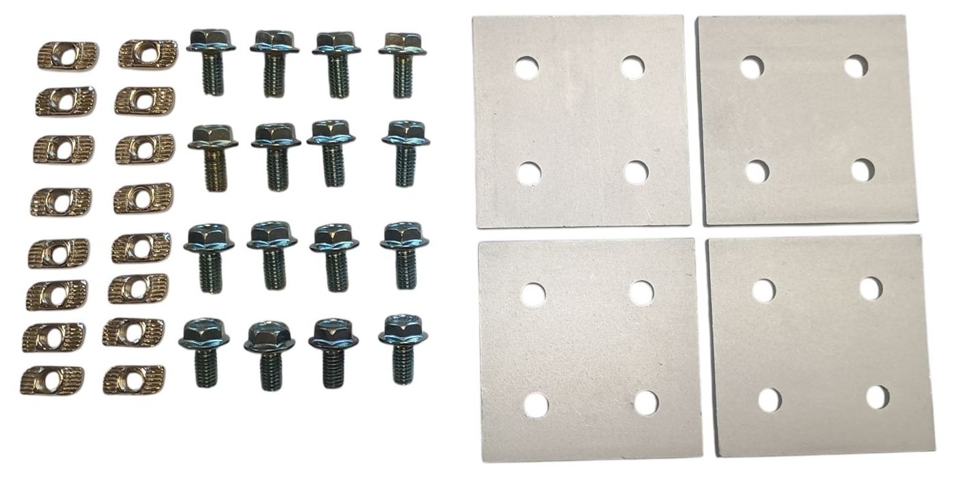 Verbindungsplatten 60x60  mm für Aluprofile 30x30, Nut 8 mm, 4-er Set