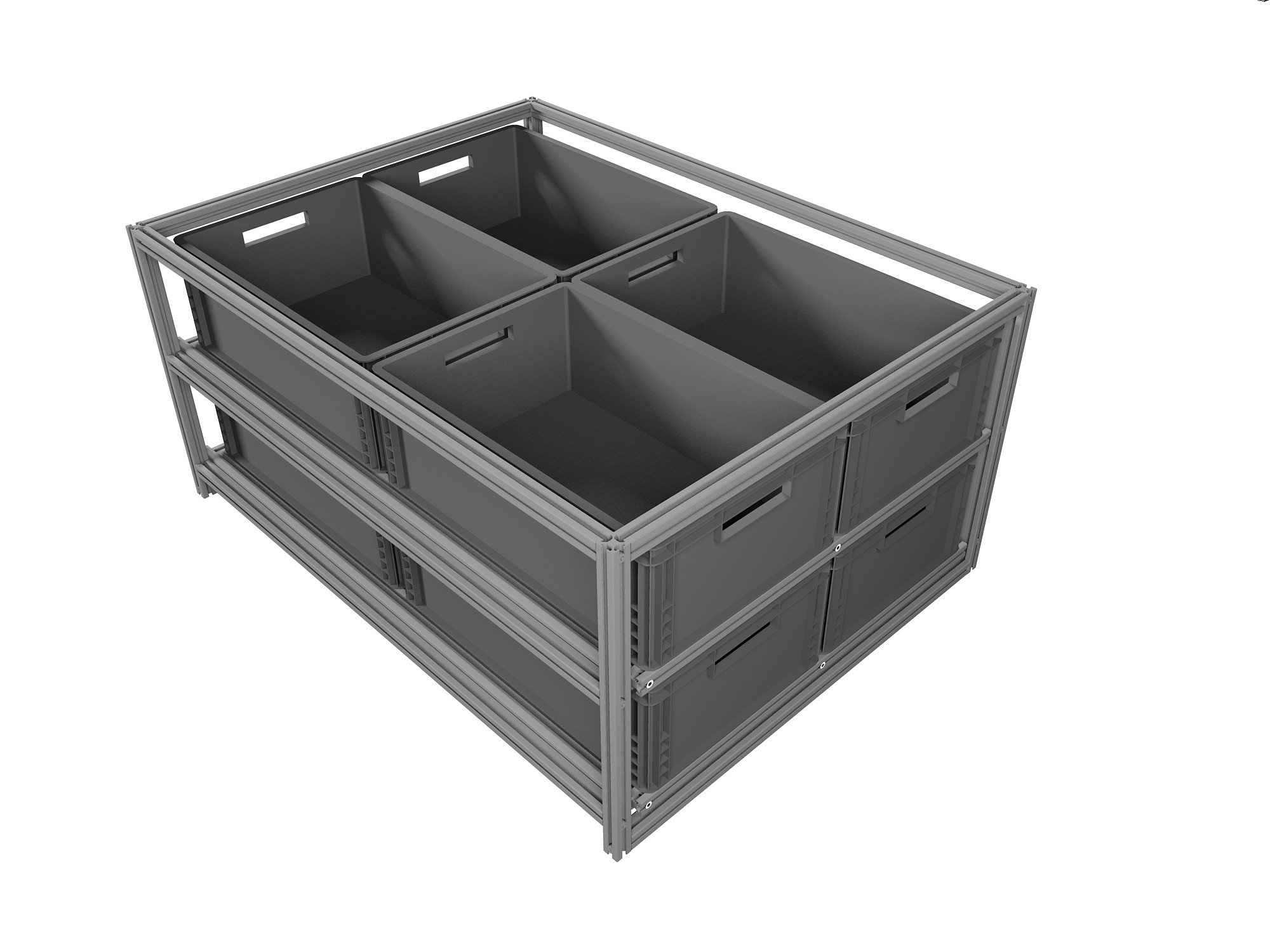 Heckauszug 800 x 1200 mm Euroboxen für Camper, Caravan, Wohnmobil & Nutzfahrzeuge, 220 kg Tragkraft, Typ 31, mit Euroboxen, Bestückung 1