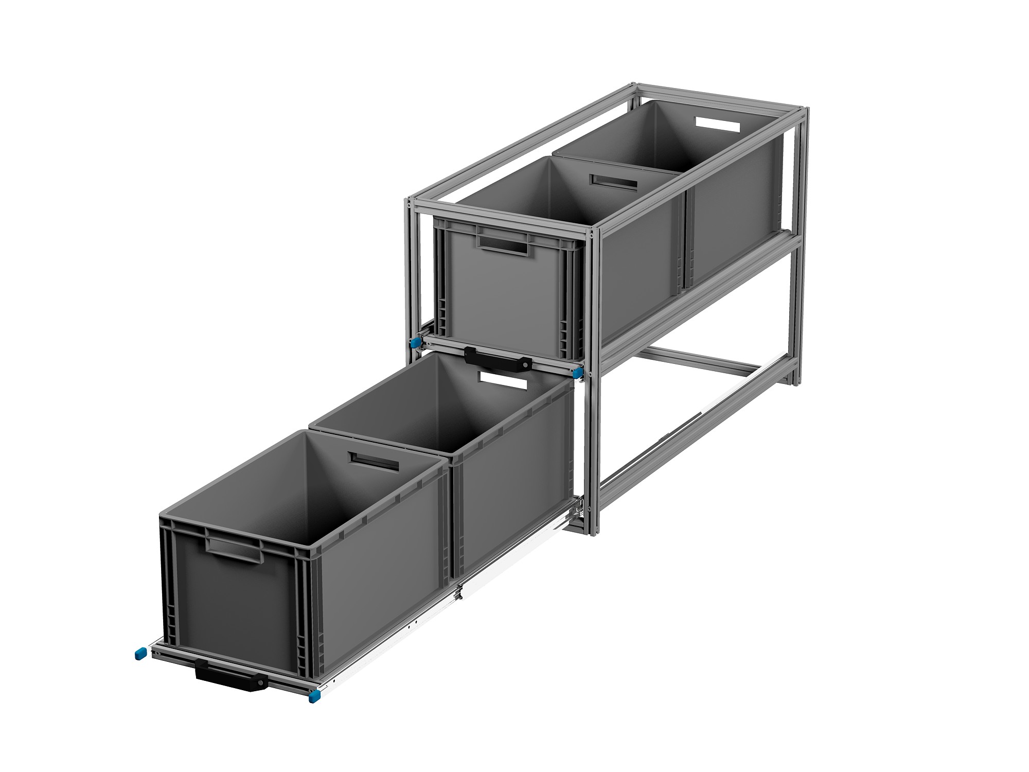 Heckauszug Euroboxen für Camper, Caravan, Wohnmobil & Nutzfahrzeuge, 70 kg Tragkraft, Typ 3, mit Euroboxen, Bestückung 1