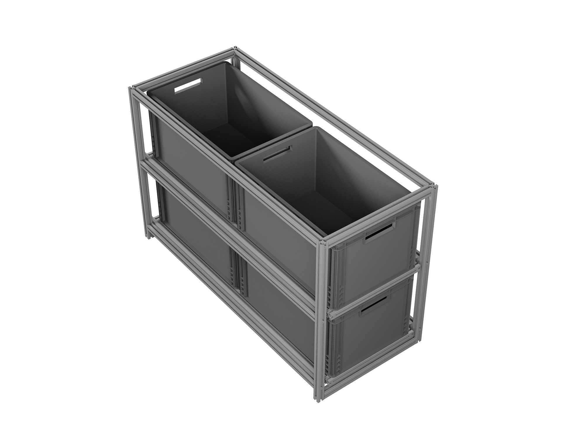 Heckauszug Euroboxen für Camper, Caravan, Wohnmobil & Nutzfahrzeuge, 70 kg Tragkraft, Typ 3, mit Euroboxen, Bestückung 1