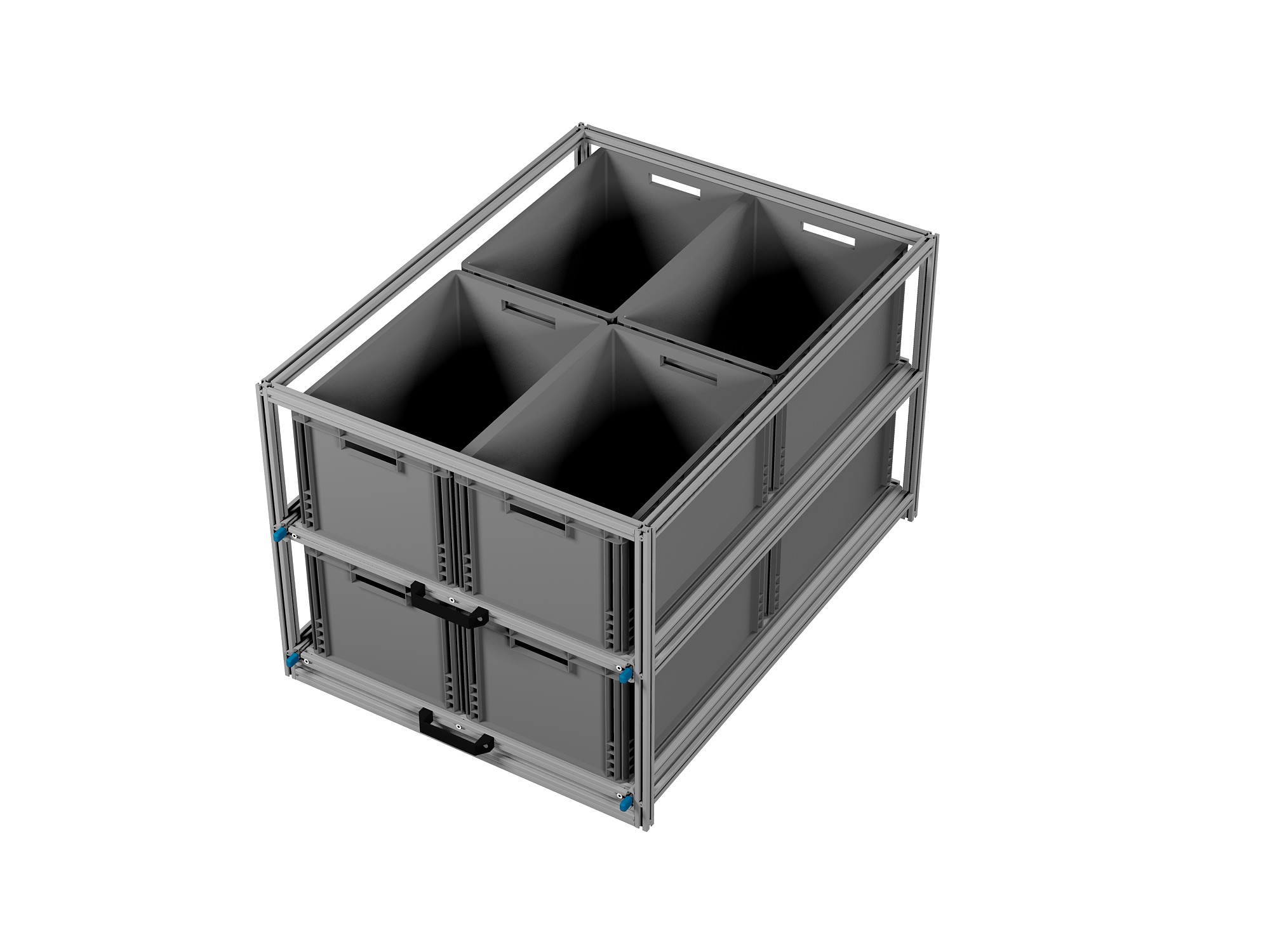 Heckauszug 800 x 1200 mm Euroboxen für Camper, Caravan, Wohnmobil & Nutzfahrzeuge, 220 kg Tragkraft, Typ 36, mit Euroboxen, Bestückung 1