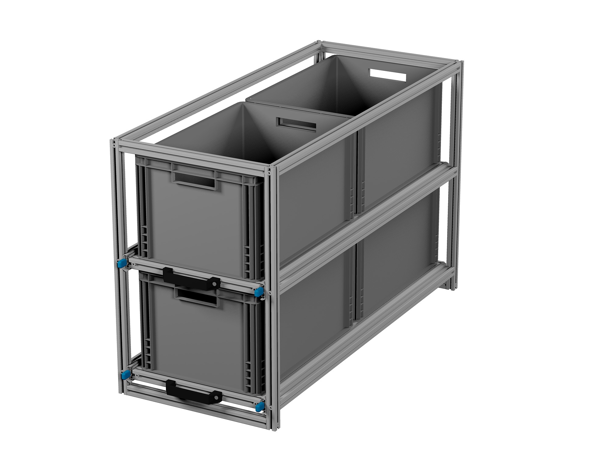 Heckauszug Euroboxen für Camper, Caravan, Wohnmobil & Nutzfahrzeuge, 70 kg Tragkraft, Typ 3, mit Euroboxen, Bestückung 1