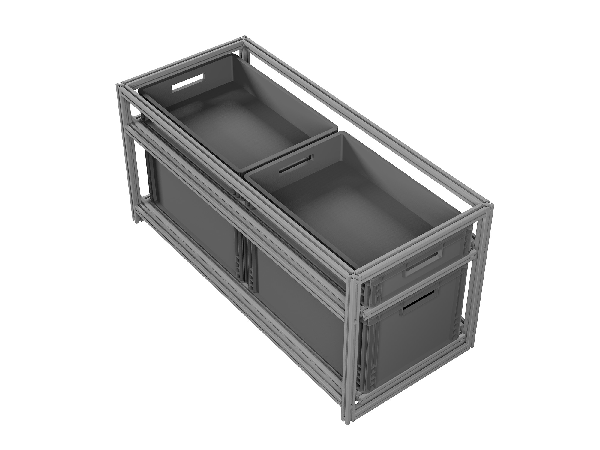 Heckauszug Euroboxen für Camper, Caravan, Wohnmobil & Nutzfahrzeuge, 70 kg Tragkraft, Typ 6, mit Euroboxen, Bestückung 2