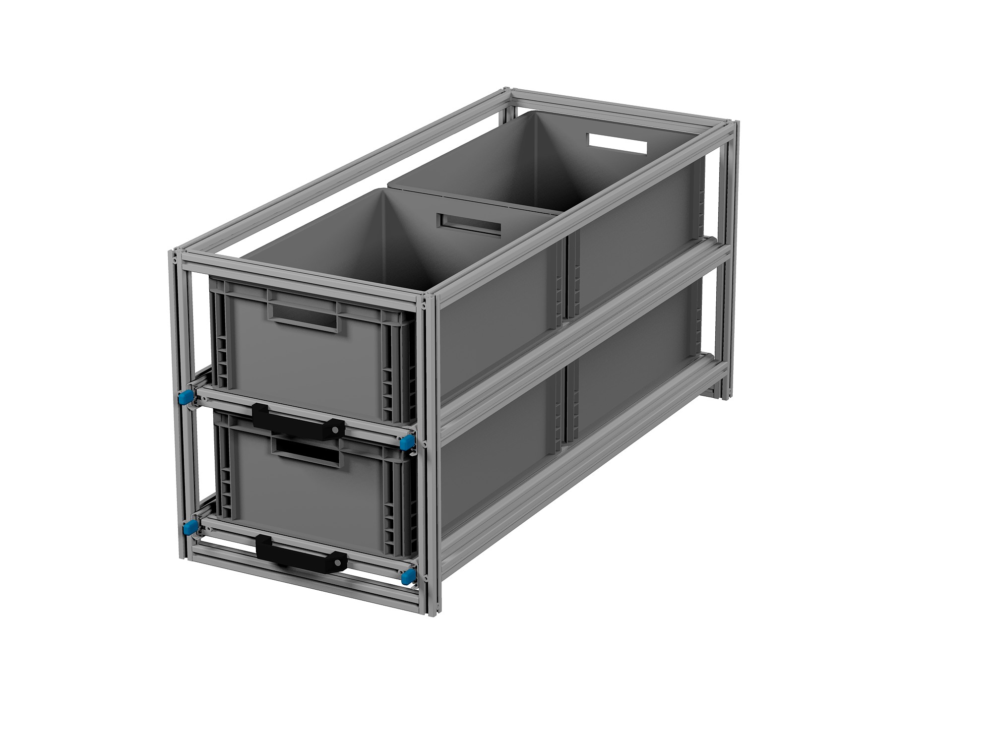 Heckauszug Euroboxen für Camper, Caravan, Wohnmobil & Nutzfahrzeuge, 220 kg Tragkraft, Typ 1, mit Euroboxen, Bestückung 1