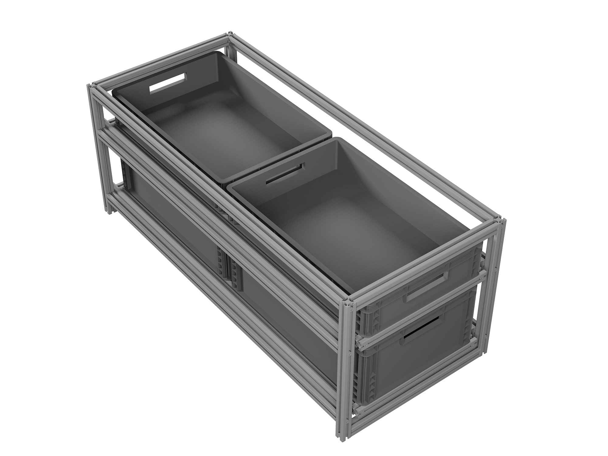Heckauszug Euroboxen für Camper, Caravan, Wohnmobil & Nutzfahrzeuge, 220 kg Tragkraft, Typ 5, mit Euroboxen, Bestückung 1