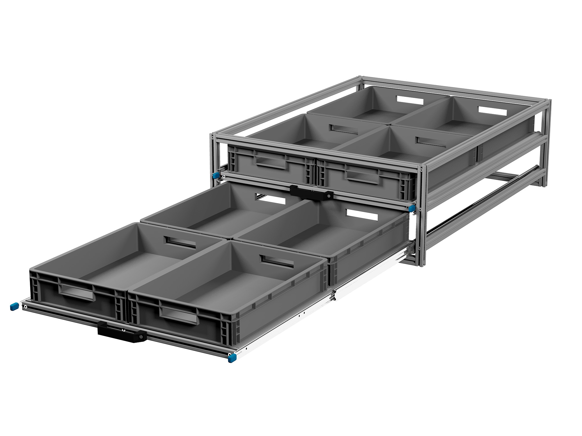 Heckauszug 800 x 1200 mm Euroboxen, 1-teilig, 2-stockig, für Camper, Caravan, Wohnmobil & Nutzfahrzeuge