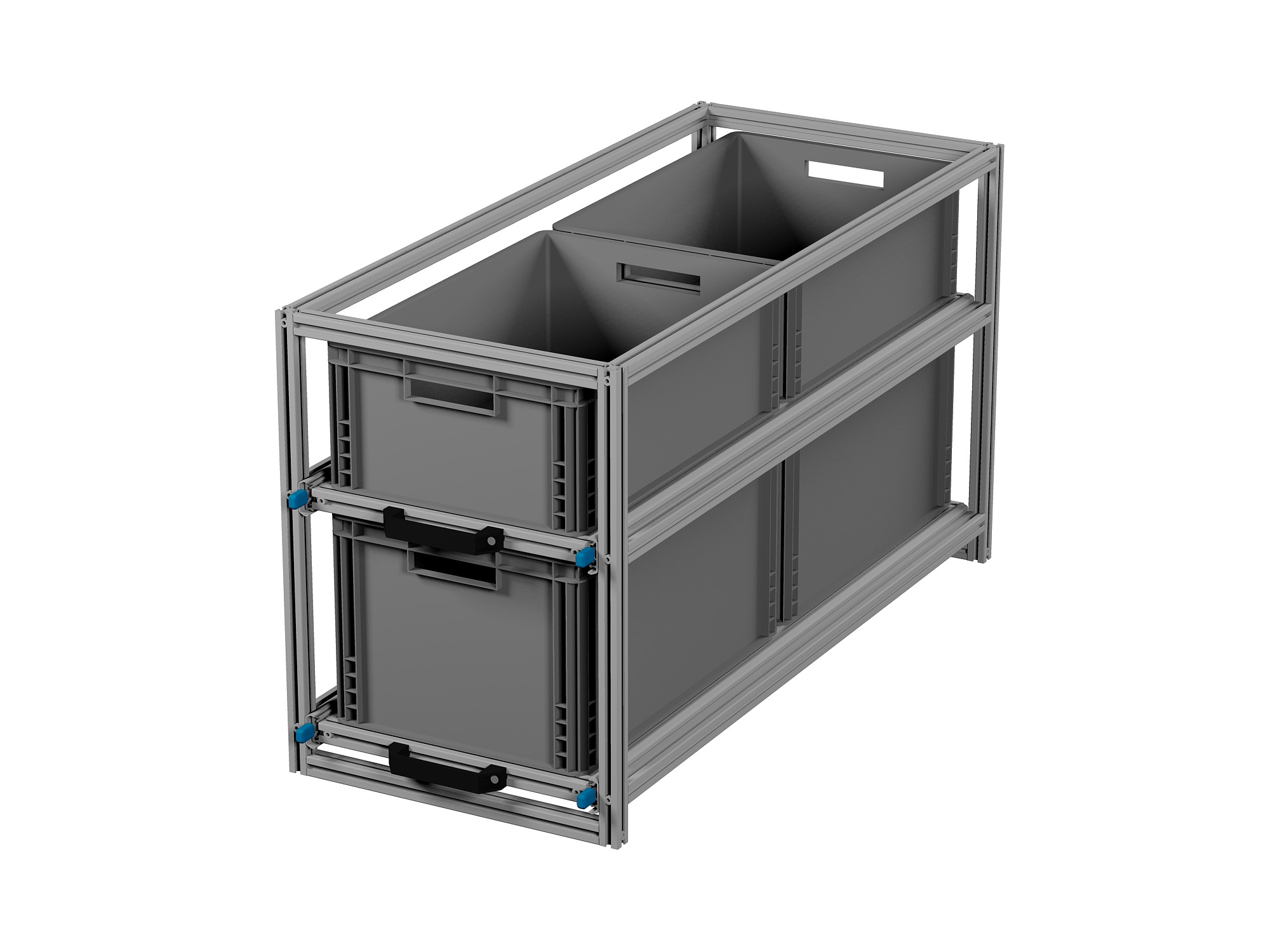 Heckauszug Euroboxen für Camper, Caravan, Wohnmobil & Nutzfahrzeuge, 220 kg Tragkraft, Typ 2, mit Euroboxen, Bestückung 1
