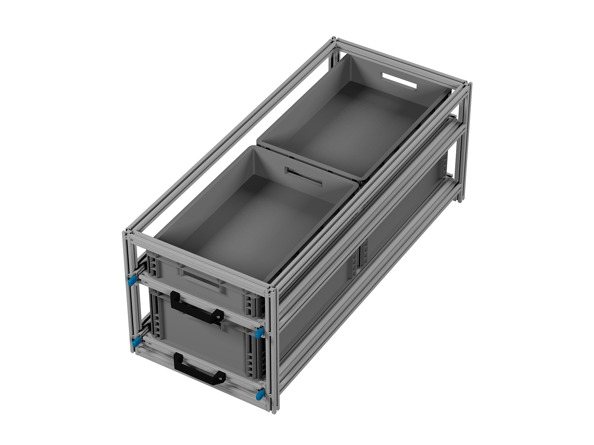 Heckauszug Euroboxen für Camper, Caravan, Wohnmobil & Nutzfahrzeuge, 220 kg Tragkraft, Typ 5, mit Euroboxen, Bestückung 3