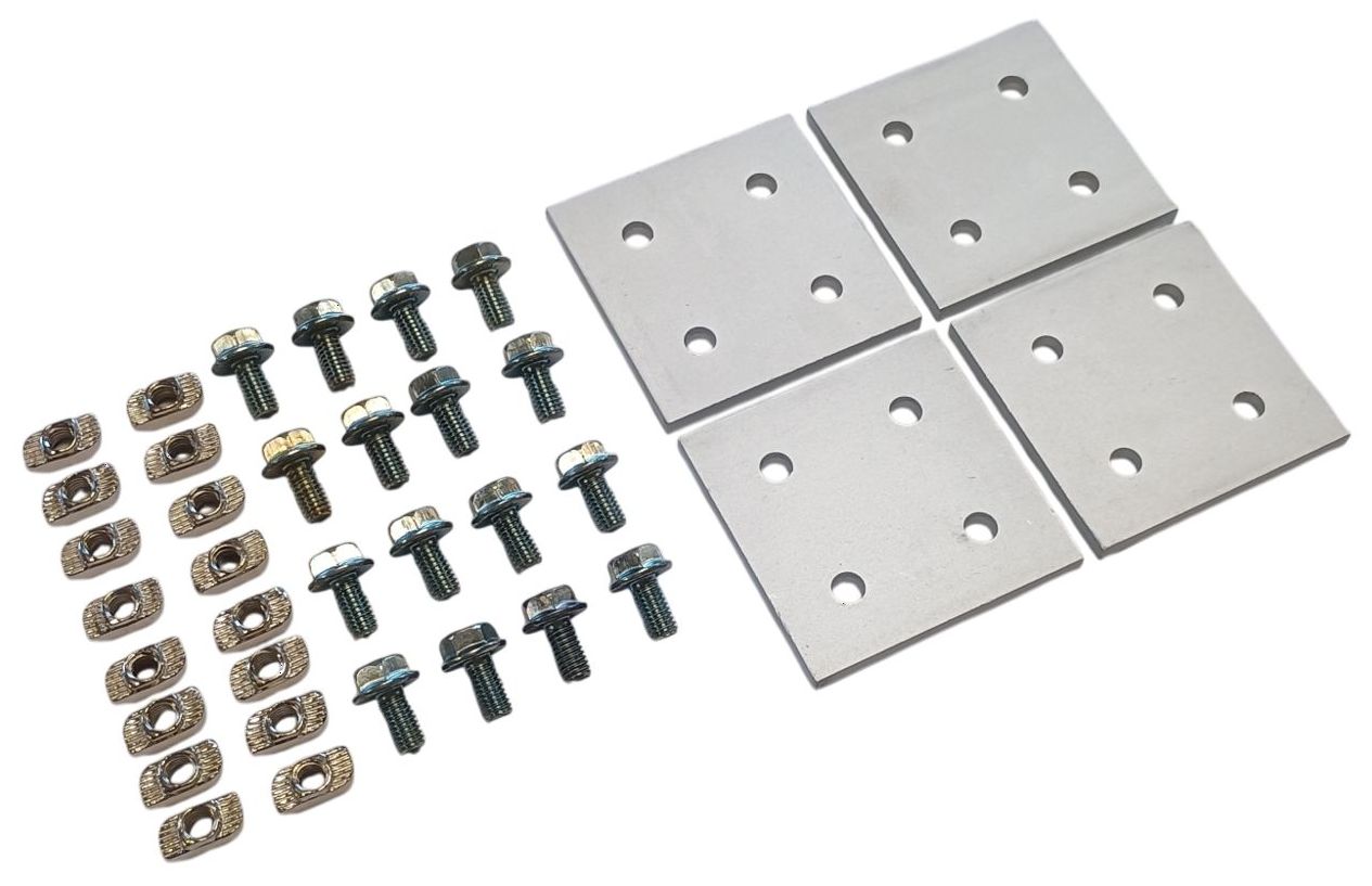 Verbindungsplatten 60x60  mm für Aluprofile 30x30, Nut 8 mm, 4-er Set