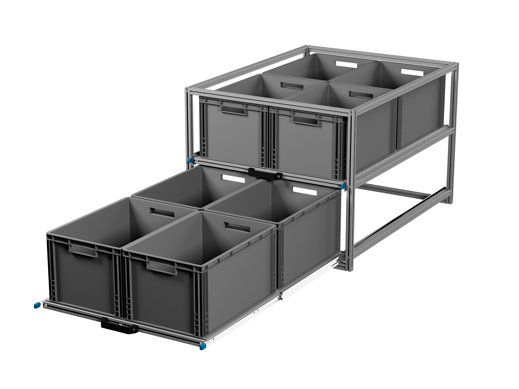 Heckauszug 800 x 1200 mm Euroboxen für Camper, Caravan, Wohnmobil & Nutzfahrzeuge, 220 kg Tragkraft, Typ 36, mit Euroboxen, Bestückung 1