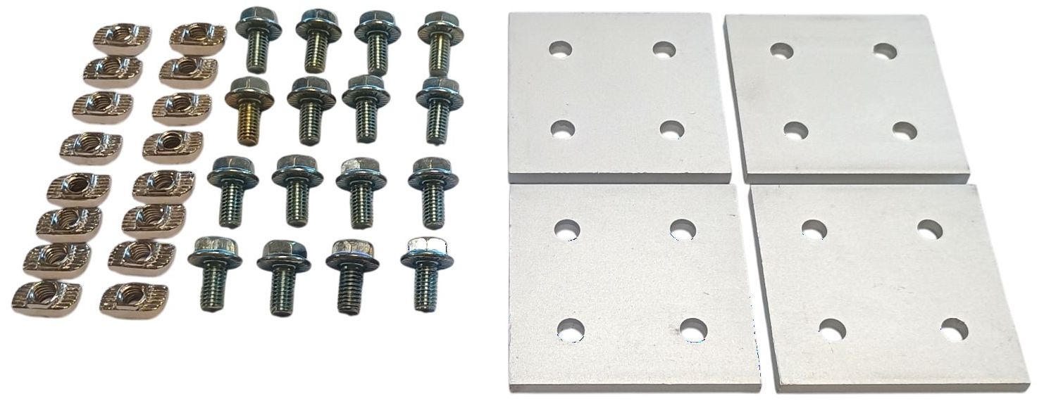 Verbindungsplatten 60x60  mm für Aluprofile 30x30, Nut 8 mm, 4-er Set