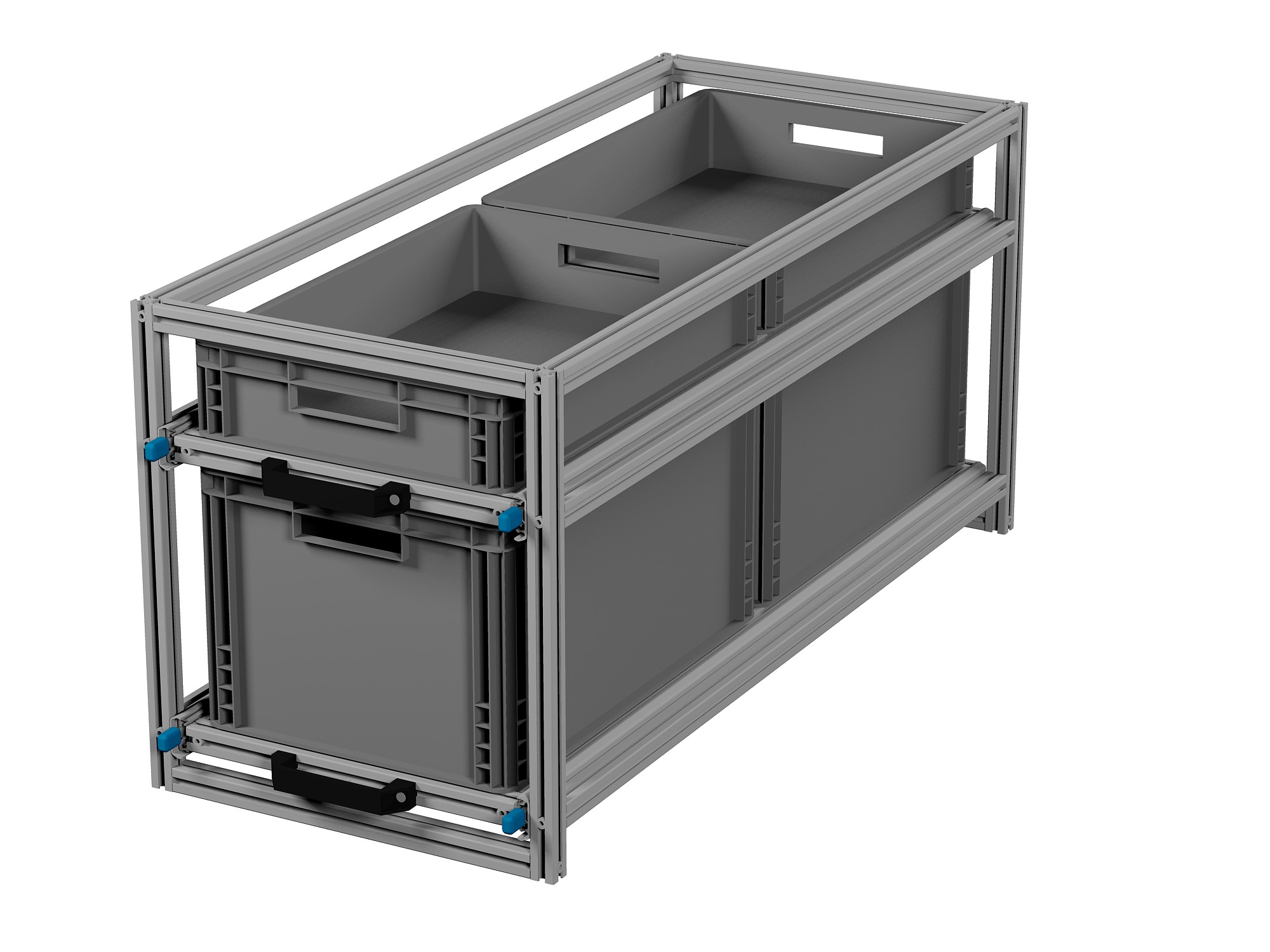 Heckauszug Euroboxen für Camper, Caravan, Wohnmobil & Nutzfahrzeuge, 70 kg Tragkraft, Typ 6, mit Euroboxen, Bestückung 2